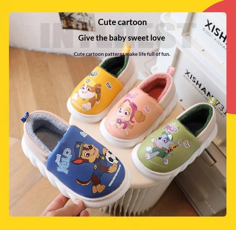 Paw Patrol Chase Slippers Cute 3D Dog Character Plush Lined Soft Shoes Warm Indoor Footwear for Toddler Boys
