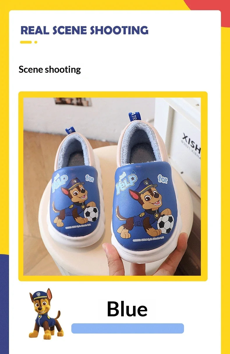 Paw Patrol Chase Slippers Cute 3D Dog Character Plush Lined Soft Shoes Warm Indoor Footwear for Toddler Boys