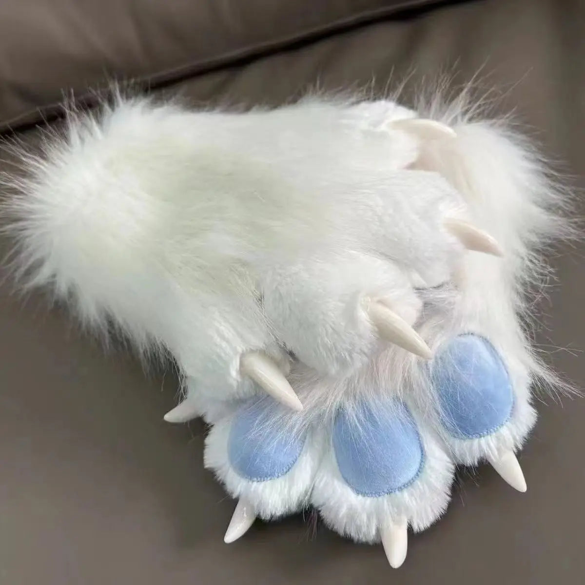 Furry Paw Gloves, Animal Cosplay Claws with Nails, Cute Plush Cat Paw Gloves for Costume